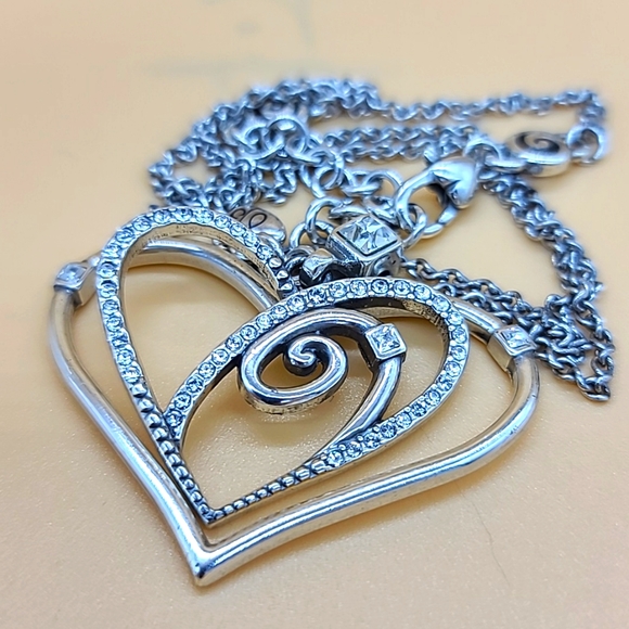 Brighton "CELESTIA LOVE" Silver Inset Swarovski Crystal Heart in Heart Pendant! - Picture 11 of 12